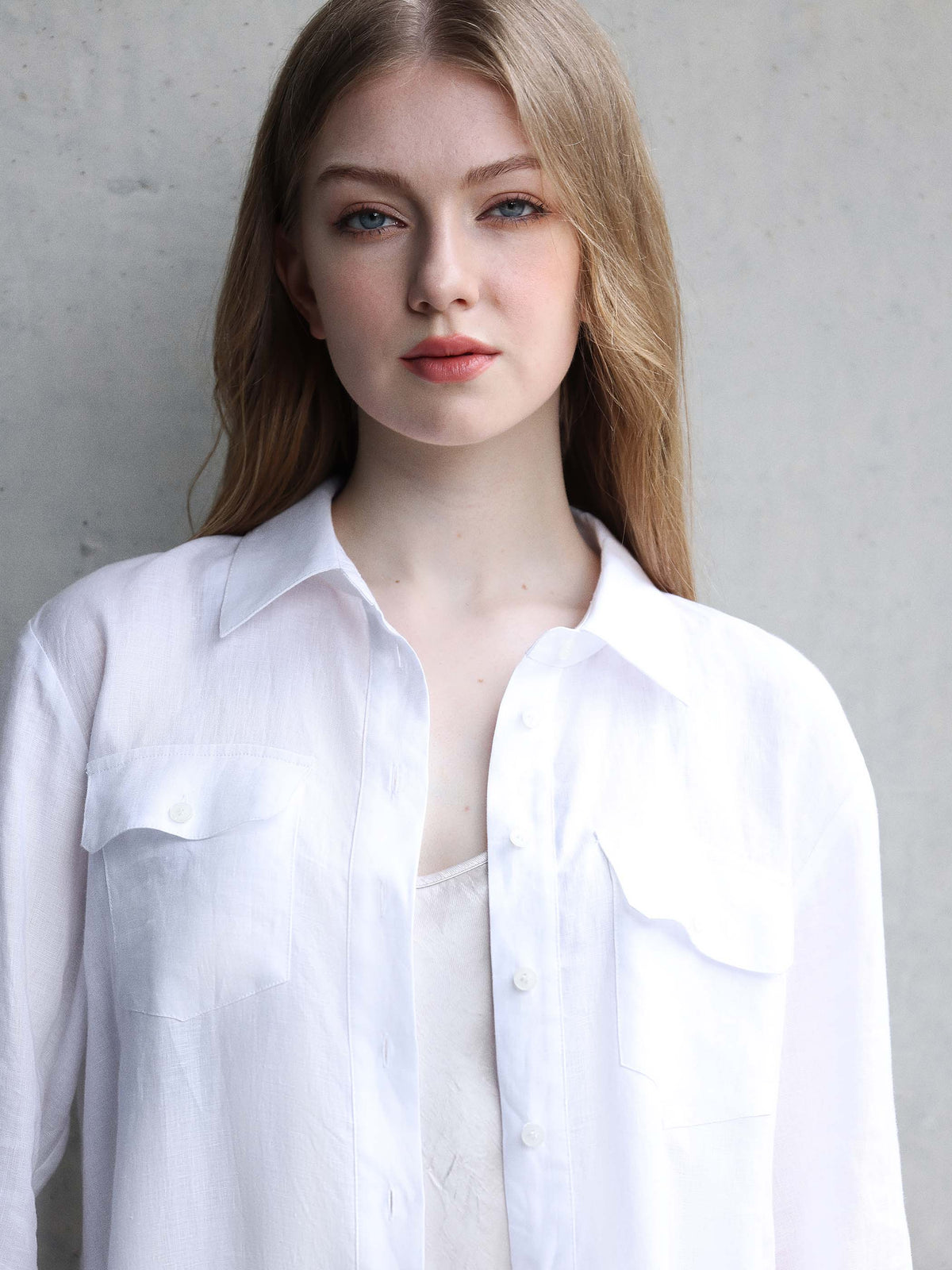 LONG SLEEVEN LINEN SHIRT W/ RELAXED SHOULDER