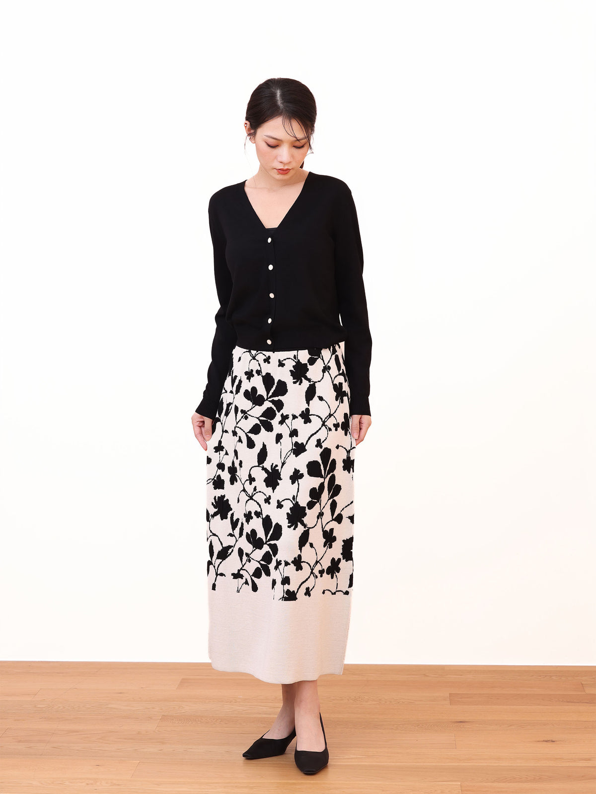 KNIT SKIRT W/ DOUBLE SIDED JACQUARD