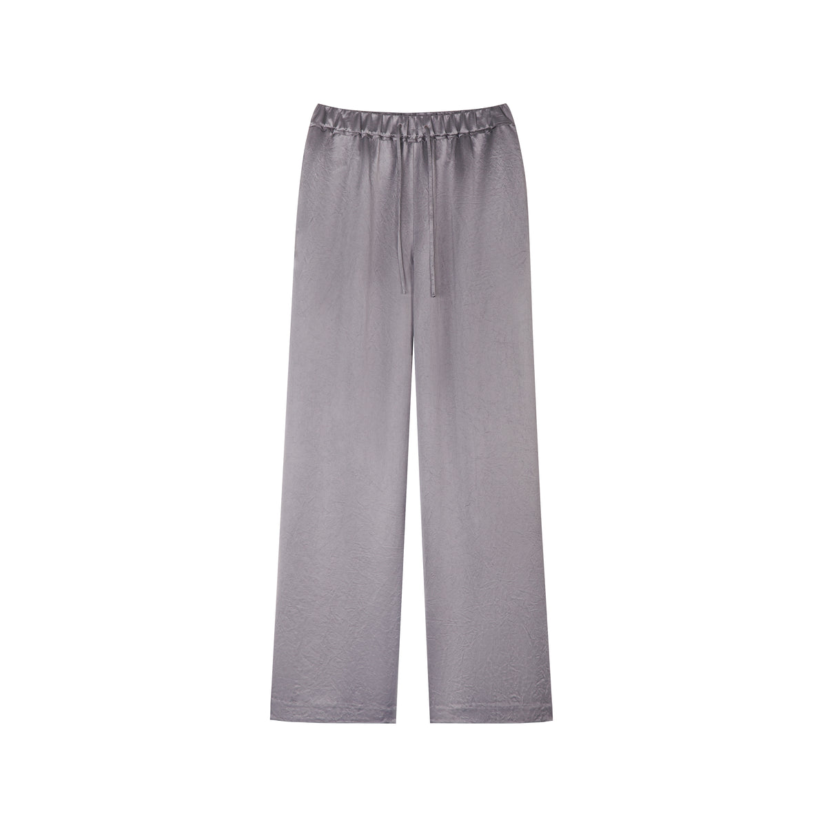 CRINKLED WIDE LEG PANTS W/ DRAWSTRING DETAIL