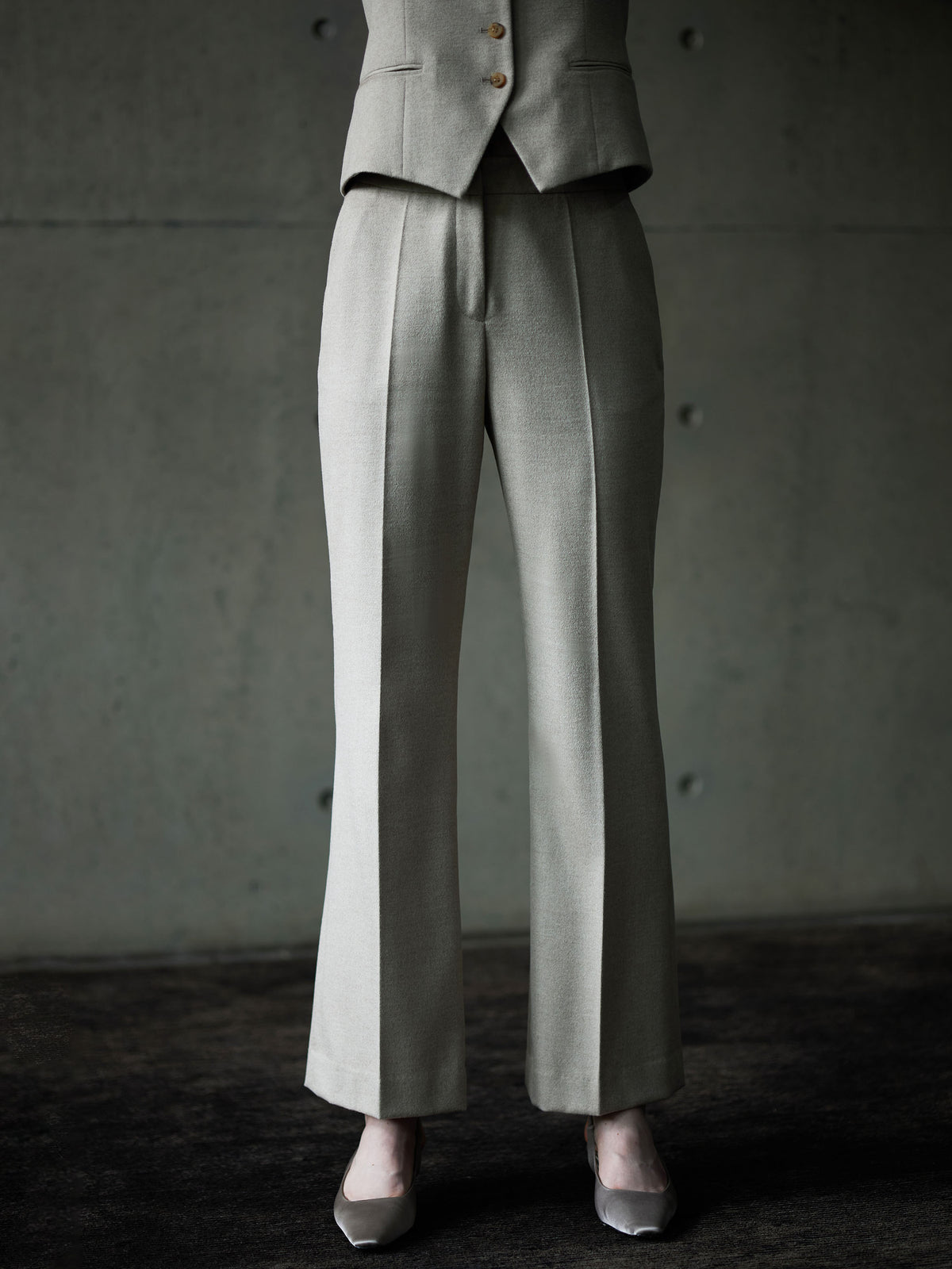 WOOL STRAIGHT LEG SUIT PANTS