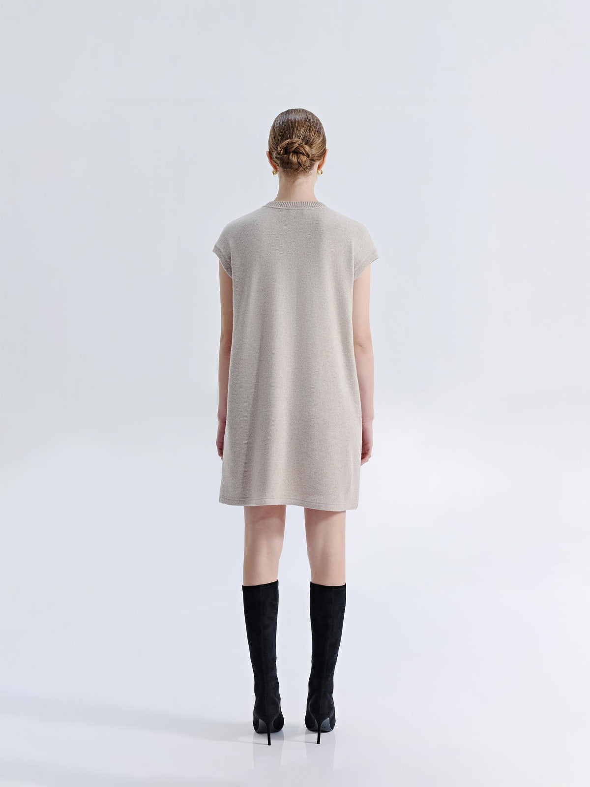 WOOL CASHMERE CAP SLEEVES SHEATH DRESS