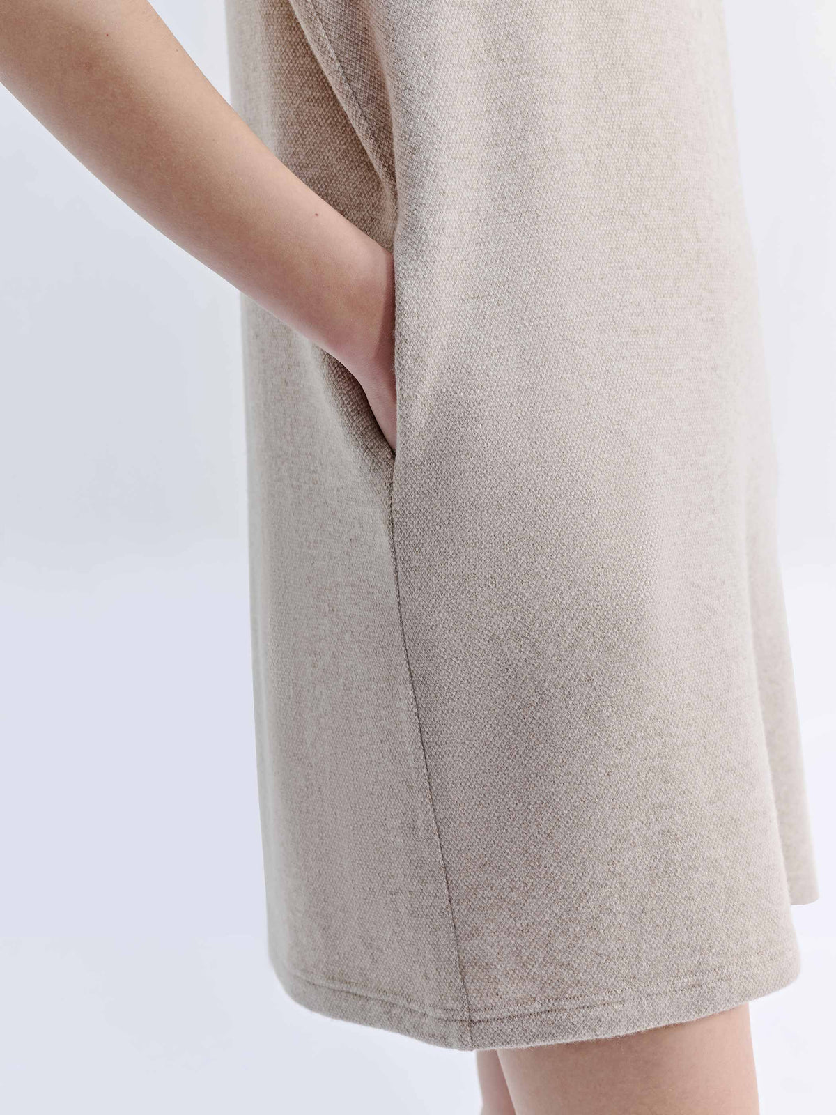 WOOL CASHMERE CAP SLEEVES SHEATH DRESS