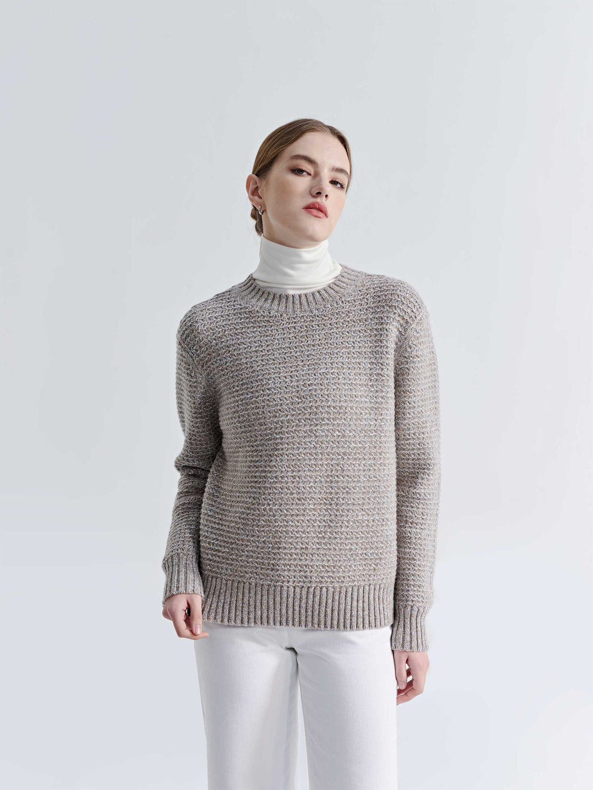 LONG SLEEVE CREW NECK PEBBLE SWEATER