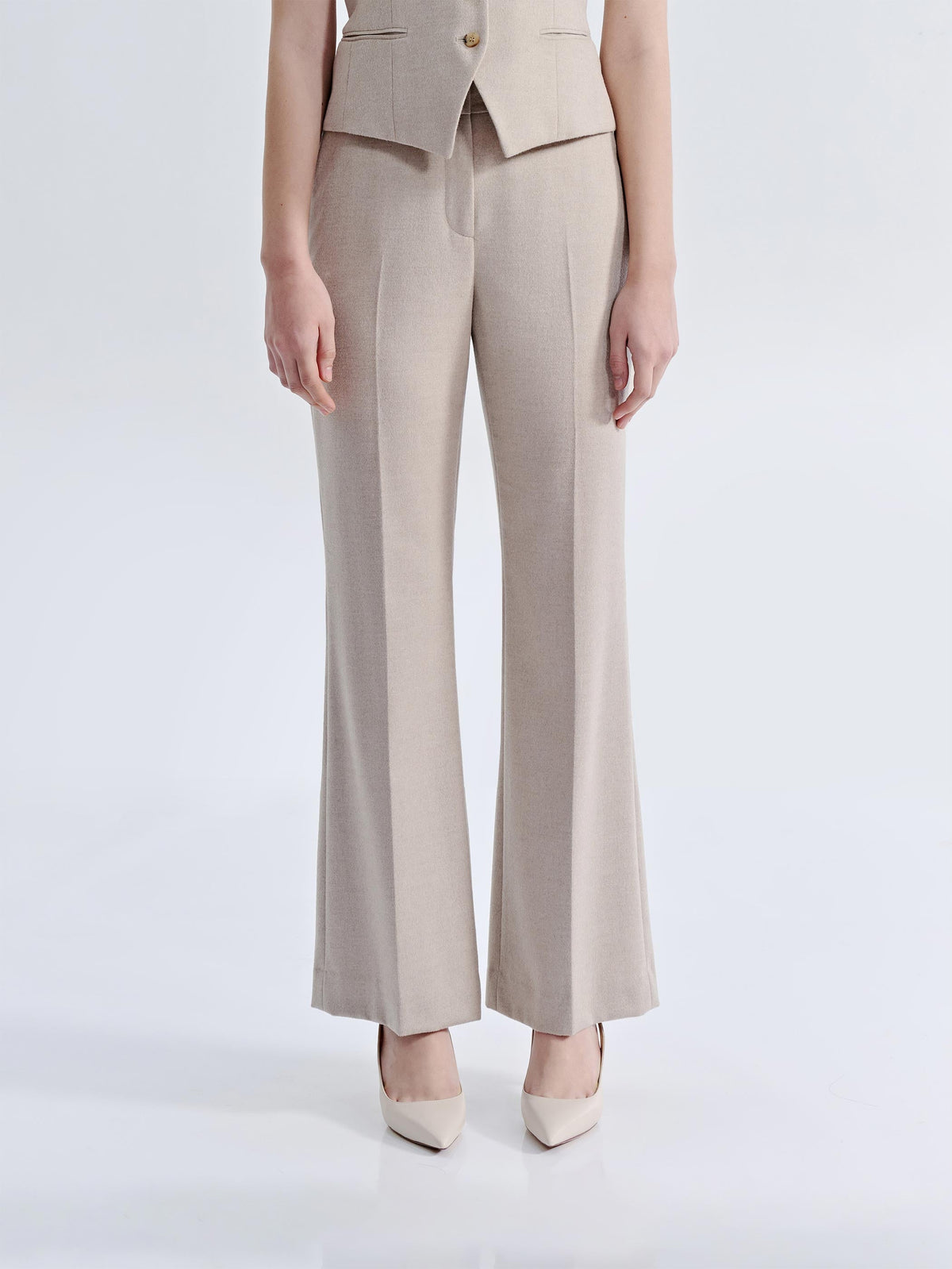 WOOL STRAIGHT LEG SUIT PANTS