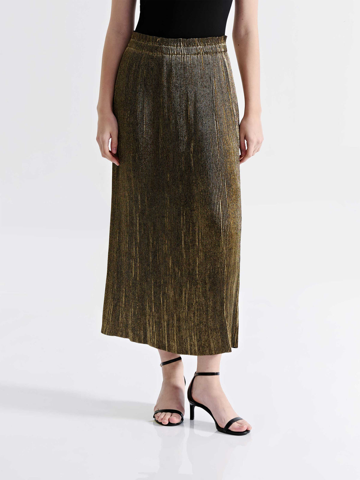 METALLIC PLEATED SKIRT