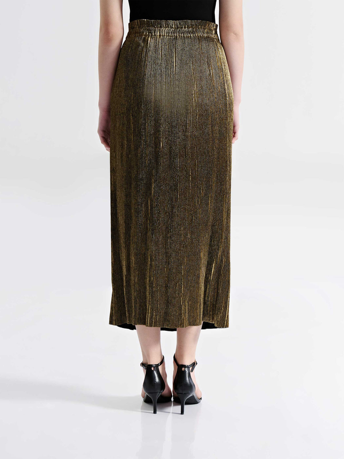 METALLIC PLEATED SKIRT