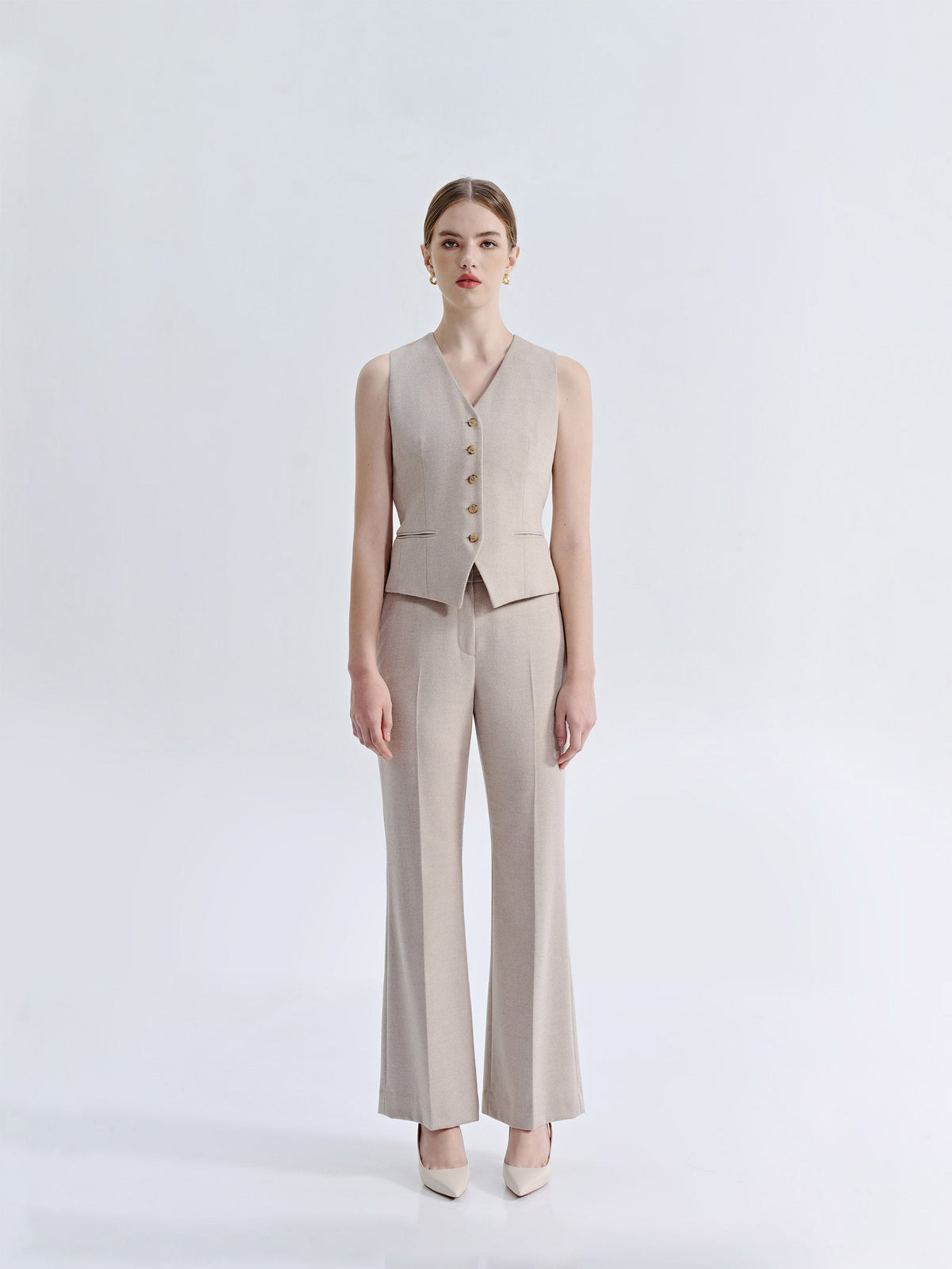 WOOL STRAIGHT LEG SUIT PANTS