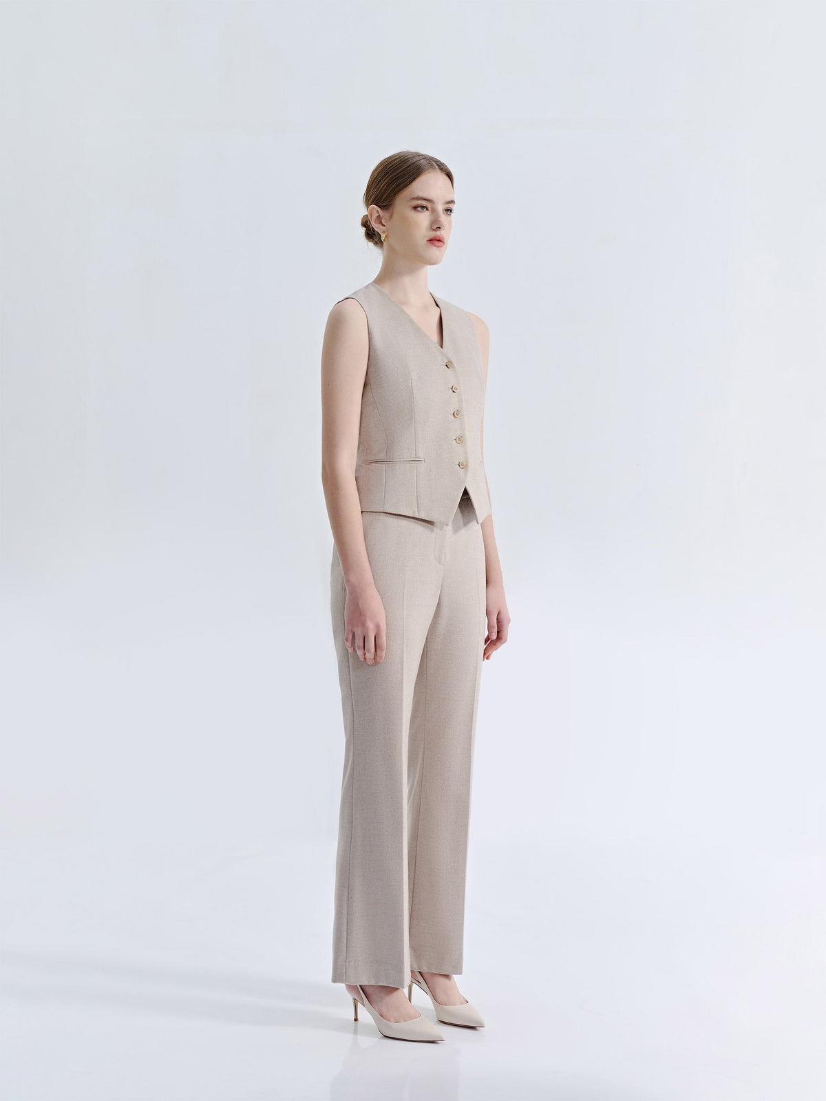 WOOL STRAIGHT LEG SUIT PANTS