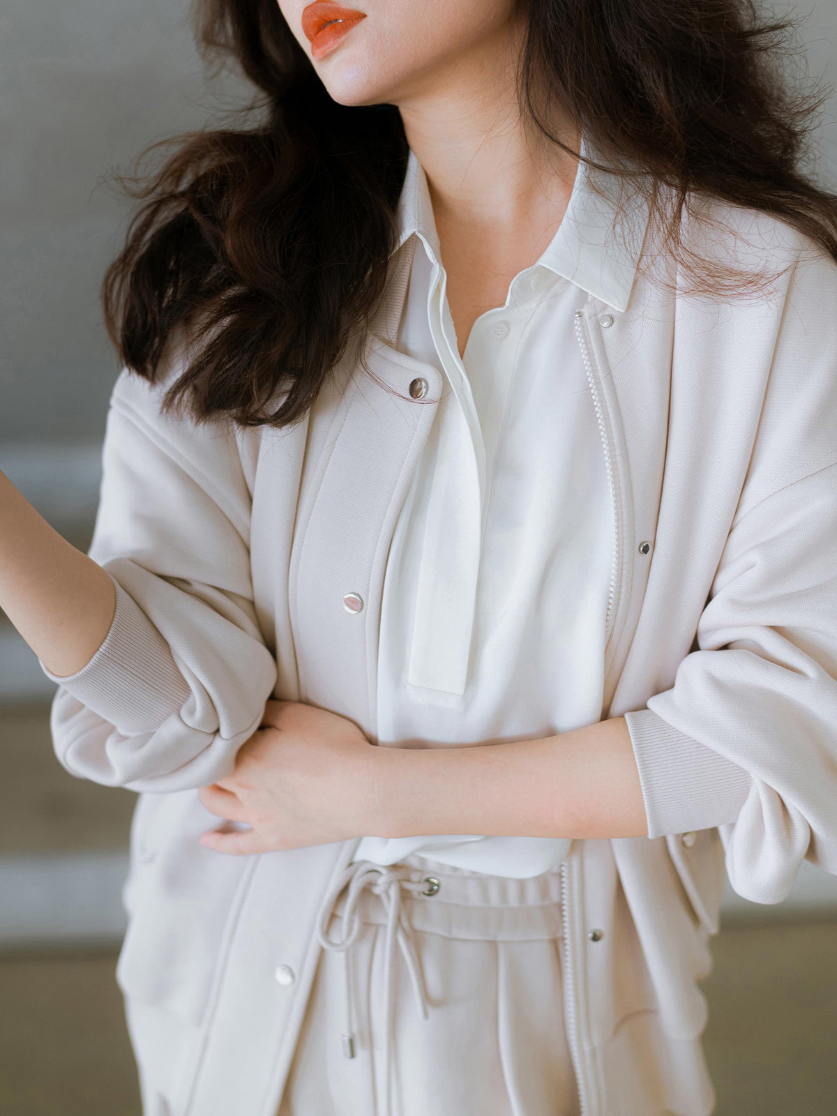 RELAXED BOMBER JACKET WITH HARDWARE TRIM