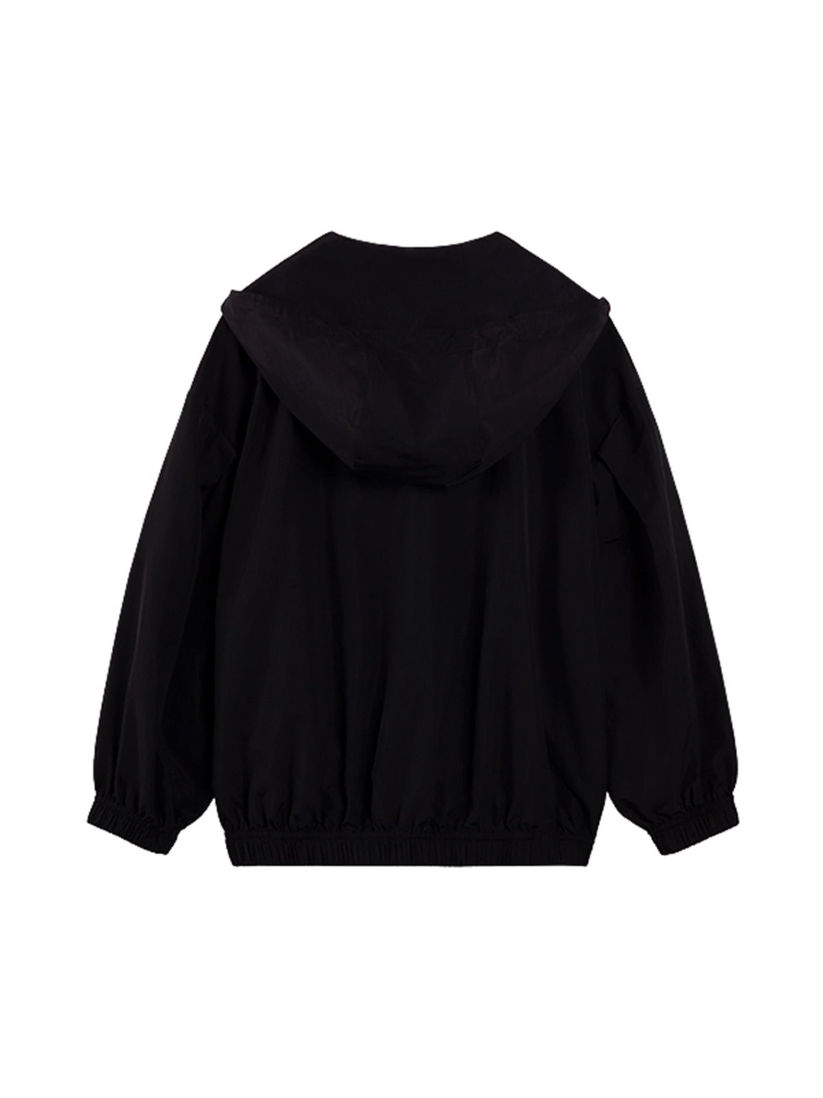 RELAXED DROPPED SHOULDER BOMBER JACKET W/ HOOD