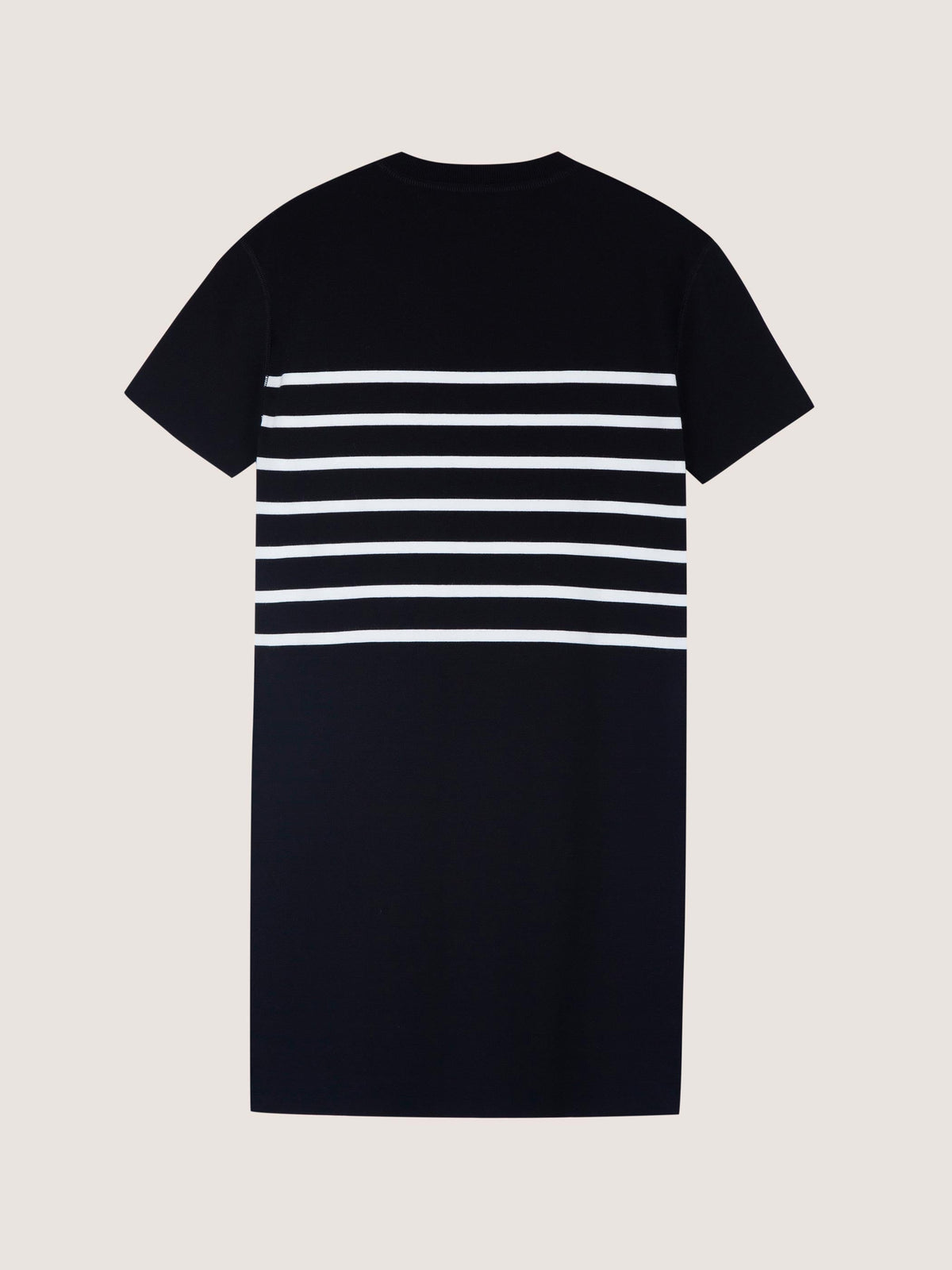 CREW NECK STRIPED KNIT DRESS