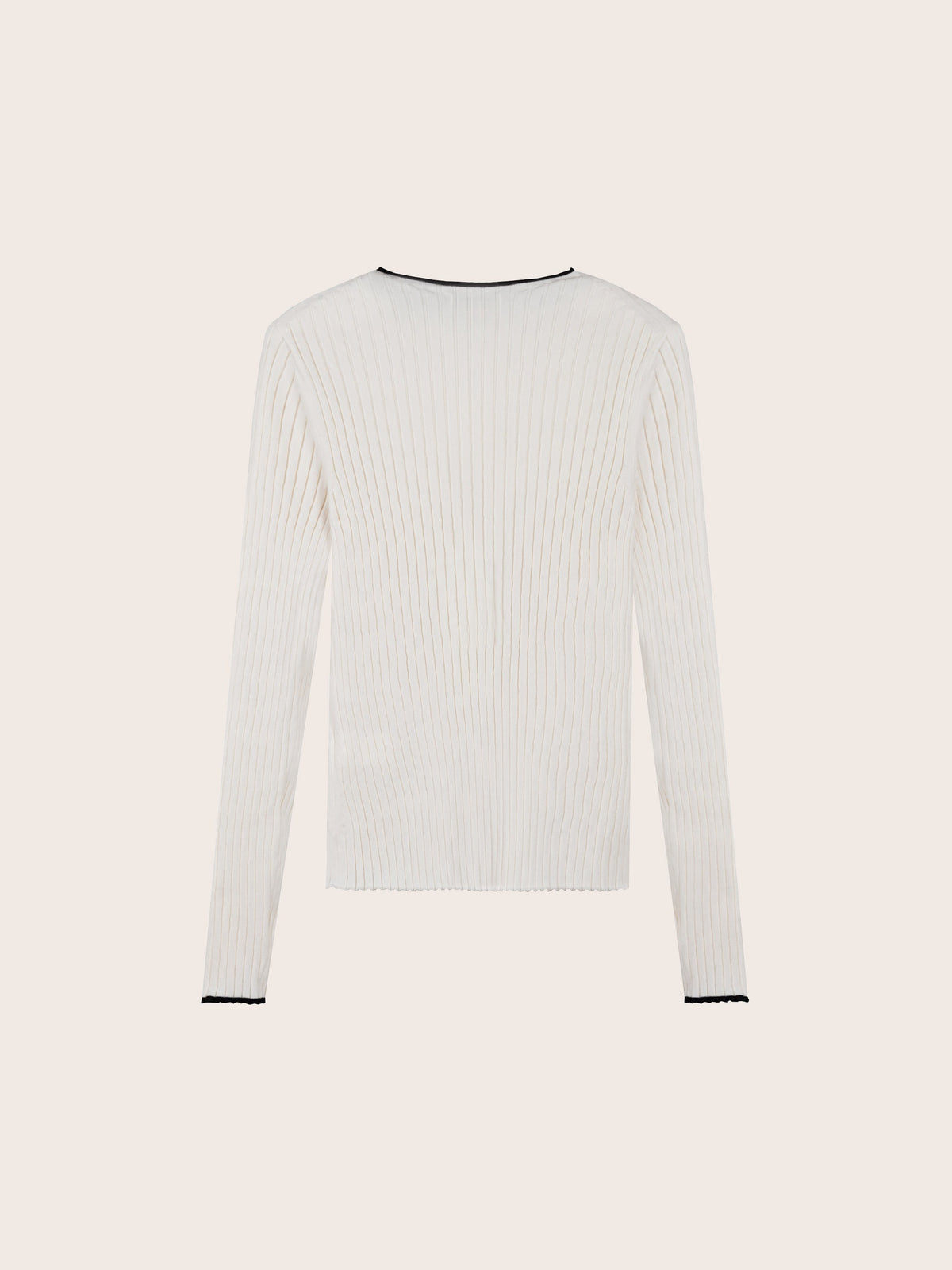 LONG SLEEVE RIB KNIT W/ TRIM DETAIL