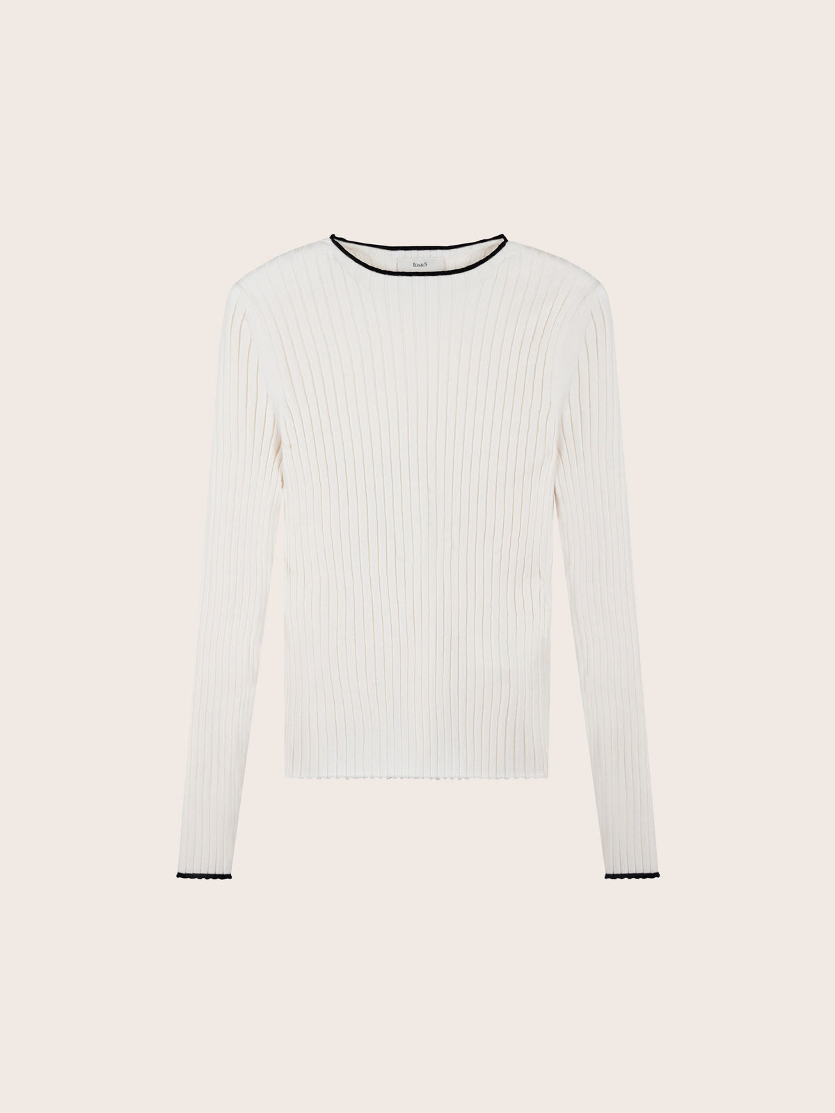 LONG SLEEVE RIB KNIT W/ TRIM DETAIL