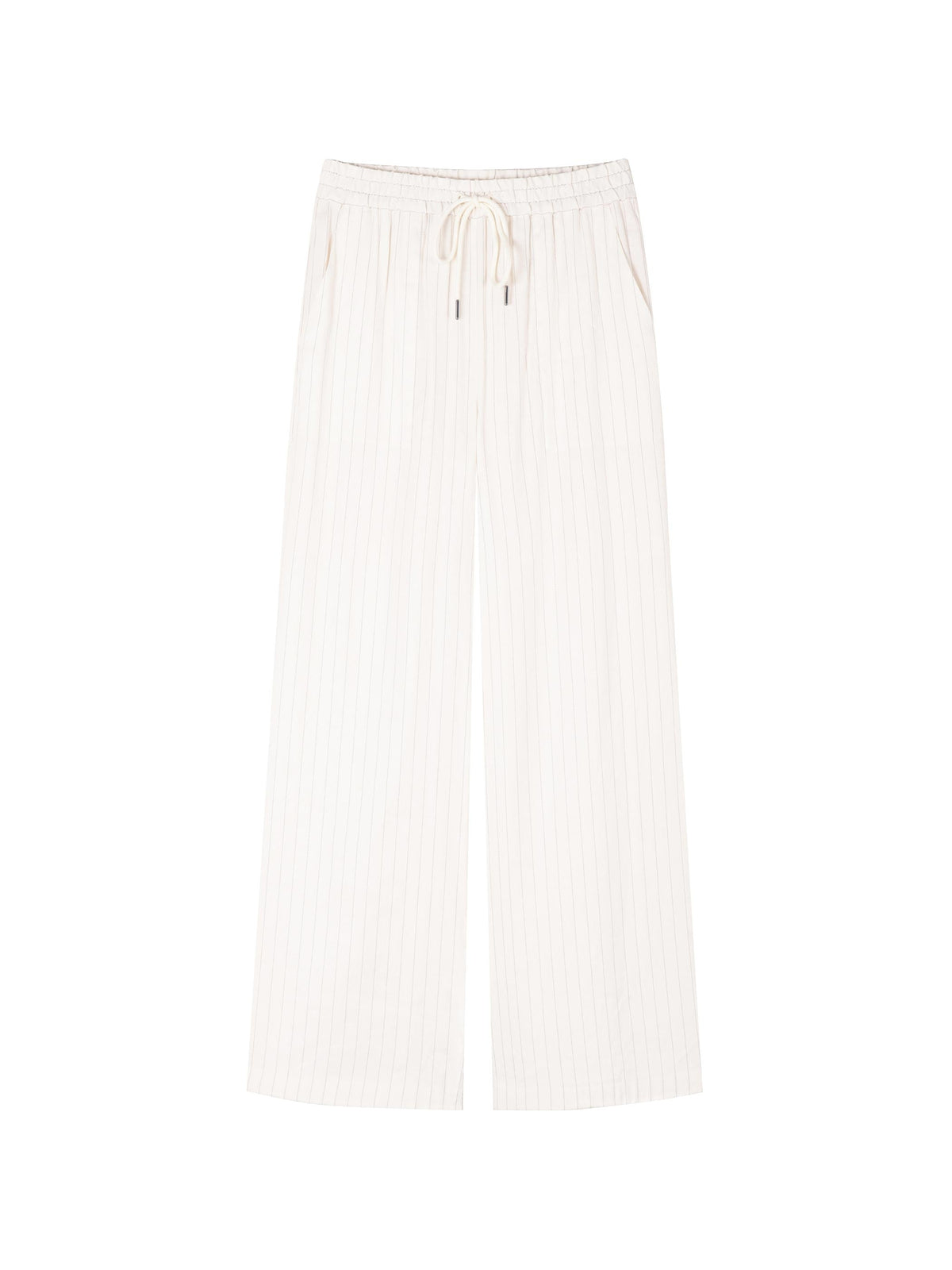 PINSTRIPED LINEN ELASTIC WASIT SUIT PANTS