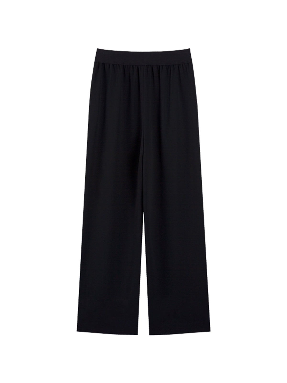 MID WAIST STRAIGHT LEG PANTS W/ ELASTIC WAISTBAND