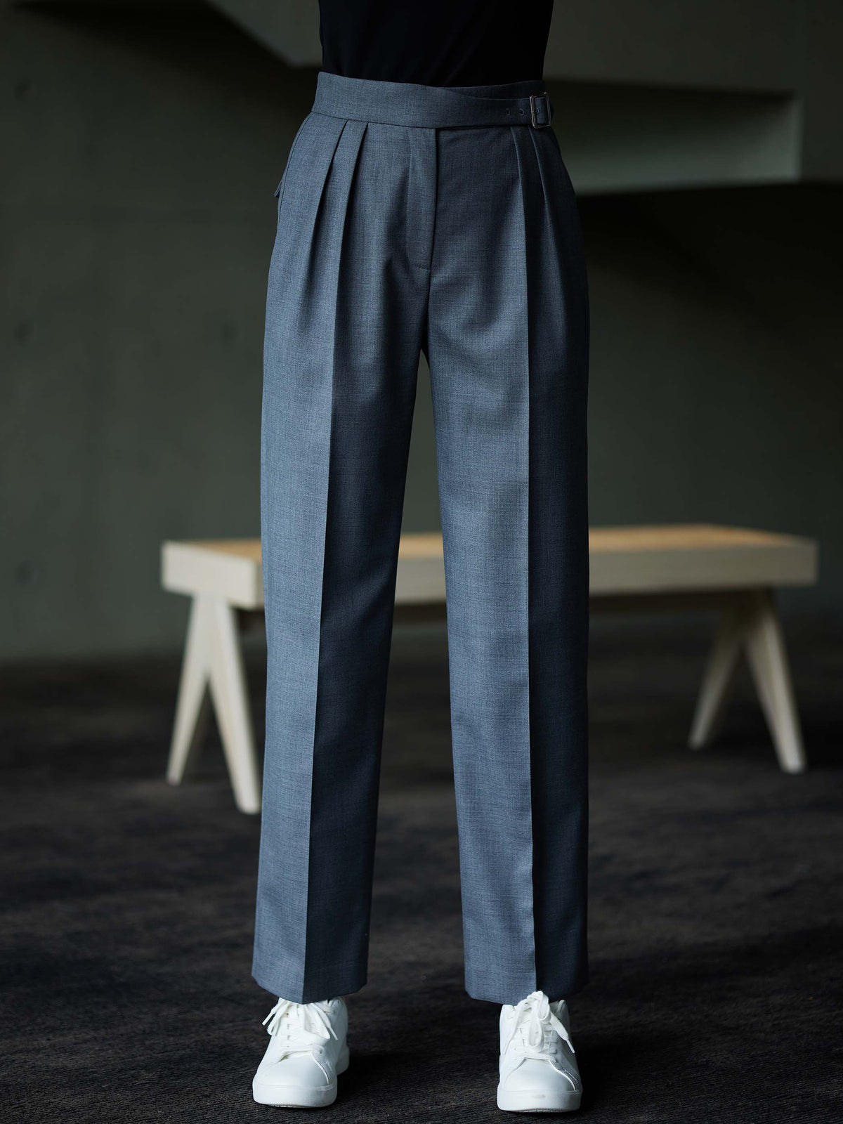 MID WAIST STRIGHT LEG SUIT PANTS