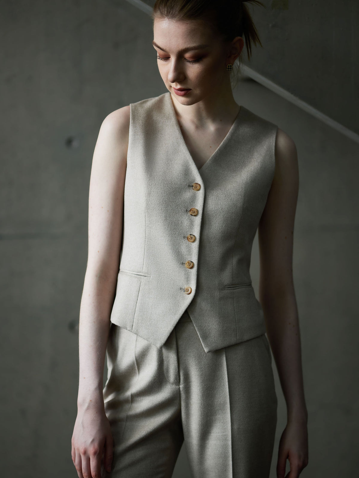 WOOL VEST W/ BACK TIE DEAIL