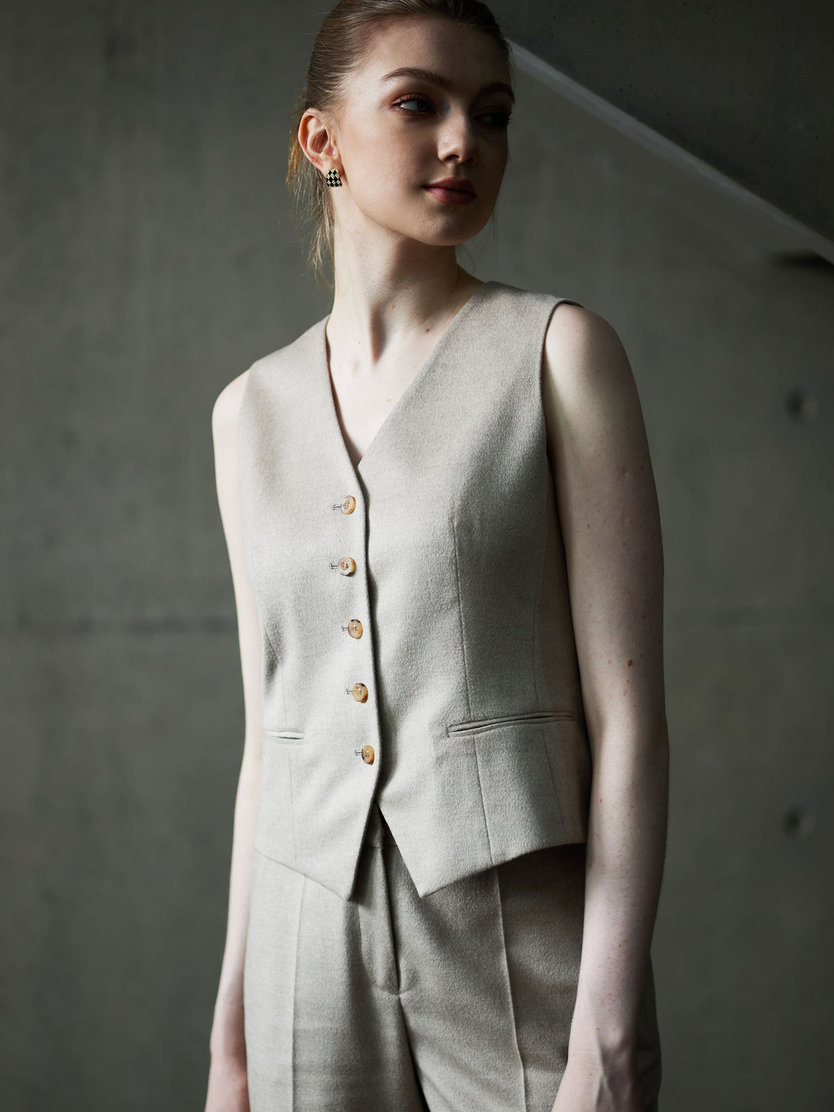 WOOL VEST W/ BACK TIE DEAIL